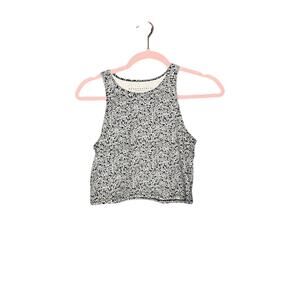 Aeropostale Crop Top Juniors Size Large Stretch Floral Black and White Cottage